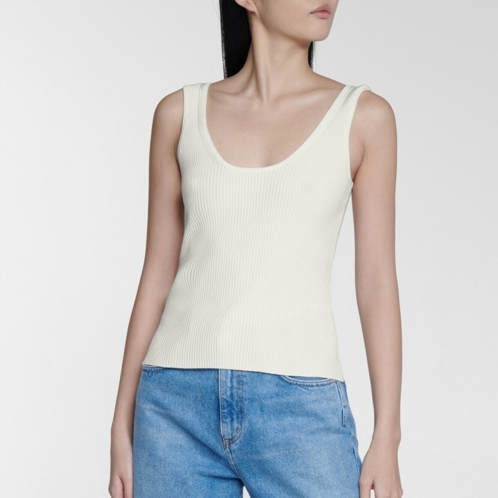 Zimmermann lovestruck ribbed knit tank top scoop neckline neutral capsule basic
